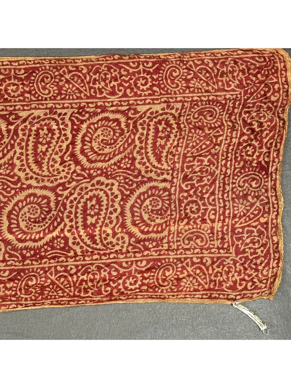 Vintage Red and Orange Paisley Print Silk Scarf
